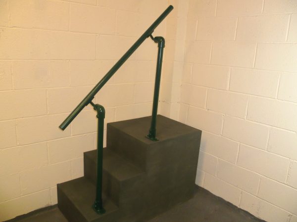 Offset Floor Mounted Black, Green or White Steel Handrail (42mm Diameter Tube) – Suits any angle of steps, paths, ramps or driveways and can be mounted to any flat surface quickly and easily