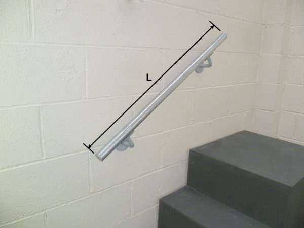 Wall mounted Steel Handrail in Galvanised Finish – Select your length – Type FDHR11G