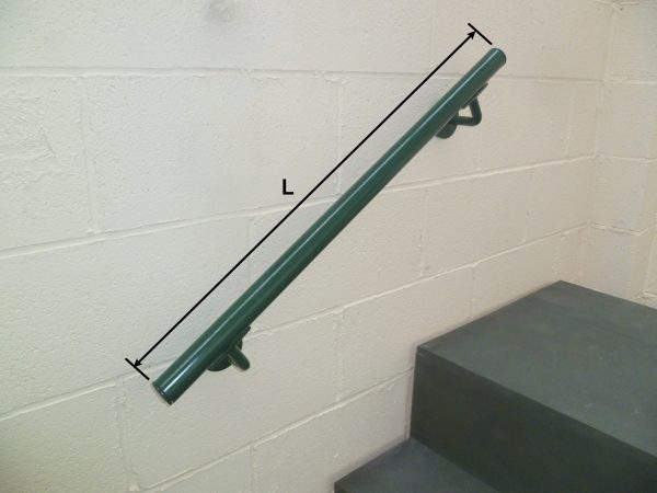 Wall Mounted Black, Green or White Steel Handrail (42mm Diameter Tube) – Suits any angle of steps, paths, ramps or driveways and can be mounted to any wall