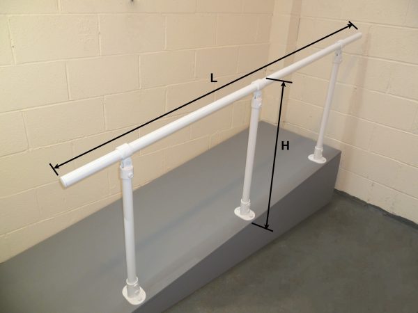 In-line Fully Adjustable Angle Steel Handrail for Ramps, paths and driveways in Black, Green or White Gloss Finish – Type FDHR14PC