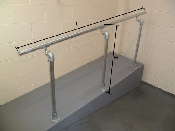 Offset Fully Adjustable Angle Steel Handrail for Ramps, paths and driveways in Galvanised Finish – Type FDHR16G