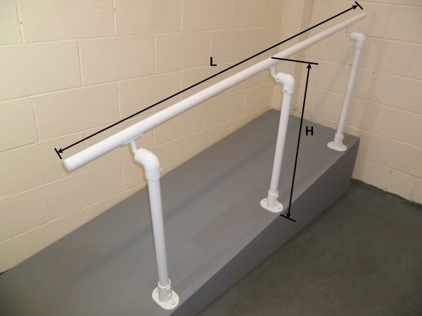 Offset Fully Adjustable Angle Steel Handrail for Ramps, paths and driveways in Black, White or Green Finish – Type FDHR16PC