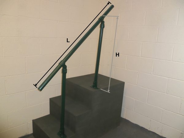 In-Line Black, Green or White Steel handrail with swivel joints (42mm Diameter Tube) – Suits any Handrail angle for steps, paths, ramps or driveways – Type FDHR4PC