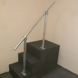 In-line Galvanised Steel Handrail (42mm Diameter) with looped fixed top brackets (Suits 30 to 60 Degrees) – Type FDHR5G