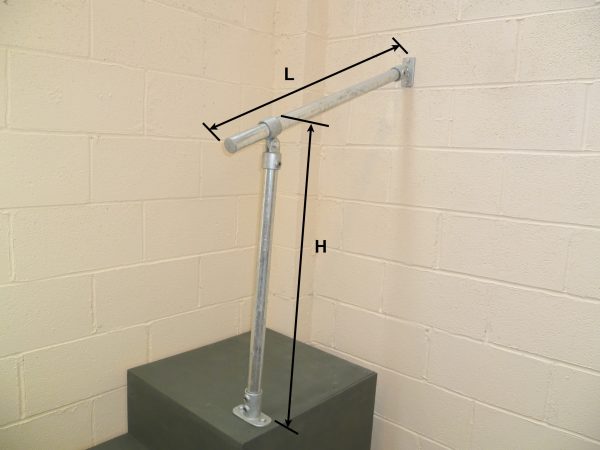 Floor to Wall Mounted Galvanised Steel Handrail (42mm Diameter Tube) – Suits any angle of steps, paths, ramps or driveways and can be mounted to any flat surface quickly and easily