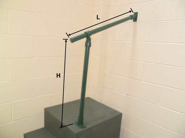 Floor to Wall Mounted Black, Green or White Steel Handrail (42mm Diameter Tube) – Suits any angle of steps, paths, ramps or driveways and can be mounted to any wall or flat surface quickly and easily