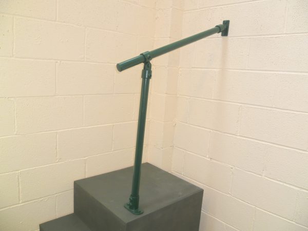 Floor to Wall Mounted Black, Green or White Steel Handrail (42mm Diameter Tube) – Suits any angle of steps, paths, ramps or driveways and can be mounted to any wall or flat surface quickly and easily