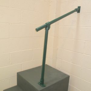 In-line Floor to Wall Black, White or Green Steel Handrail (42mm Diameter) with looped fixed top brackets (Suits 30 to 60 Degrees) – Type FDHR7PC