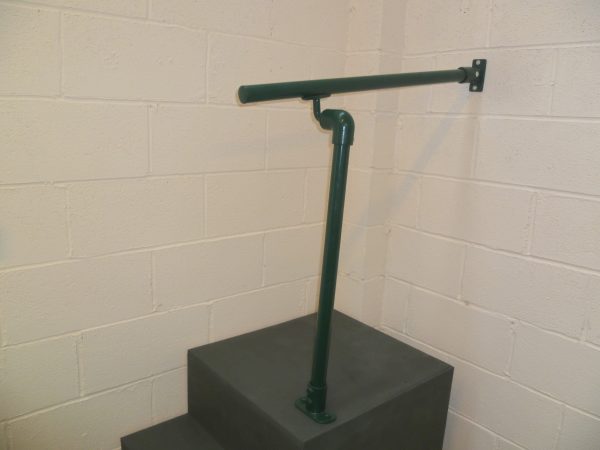 Offset Wall to Floor Mounted Black, Green or White Steel Handrail (42mm Diameter Tube) – Suits any angle of steps, paths, ramps or driveways and can be mounted to any wall or flat surface quickly and easily