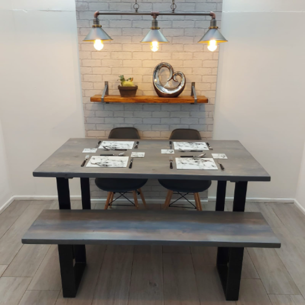 Rustic Wood Dining Table Industrial Style – Square leg – The ELSECAR