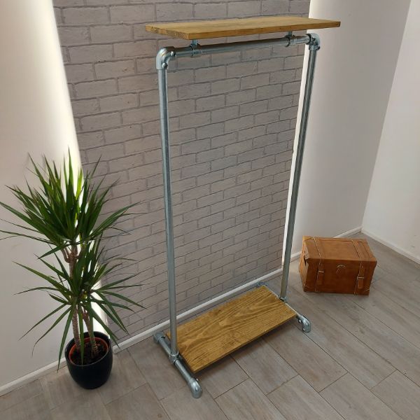 Industrial Clothes Rail with top and bottom shelf – WETHERBY