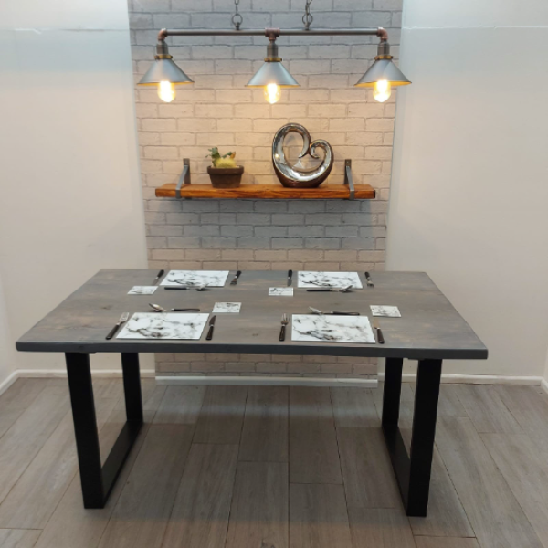 Rustic Wood Dining Table Industrial Style – Square leg – The ELSECAR