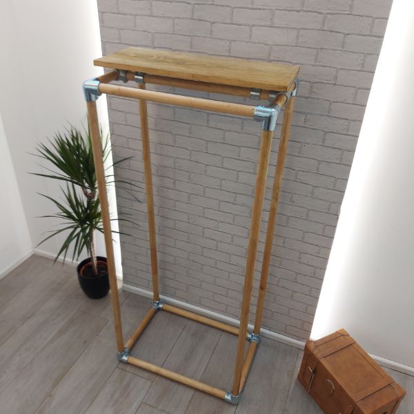 Cube Frame Clothes Rail with top shelf – Scandi Style – Eskilstuna
