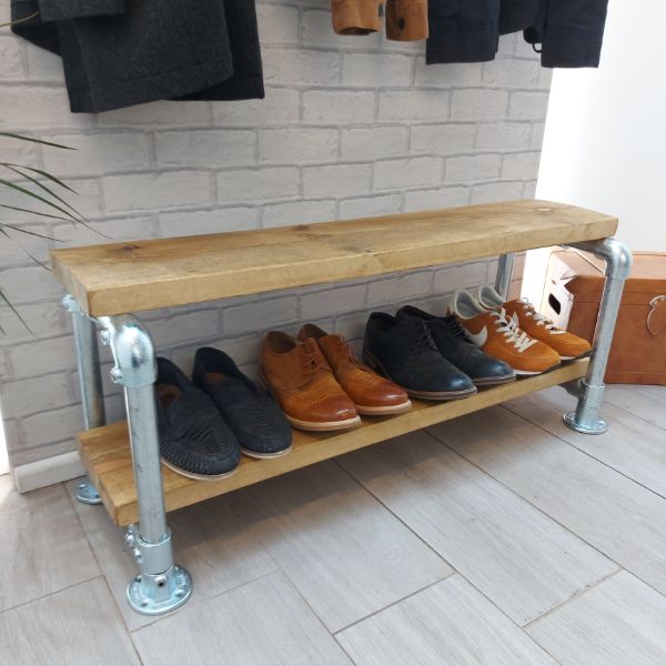 Industrial Hallway Bench and Shoe Shelf – The MIDDLEHAM