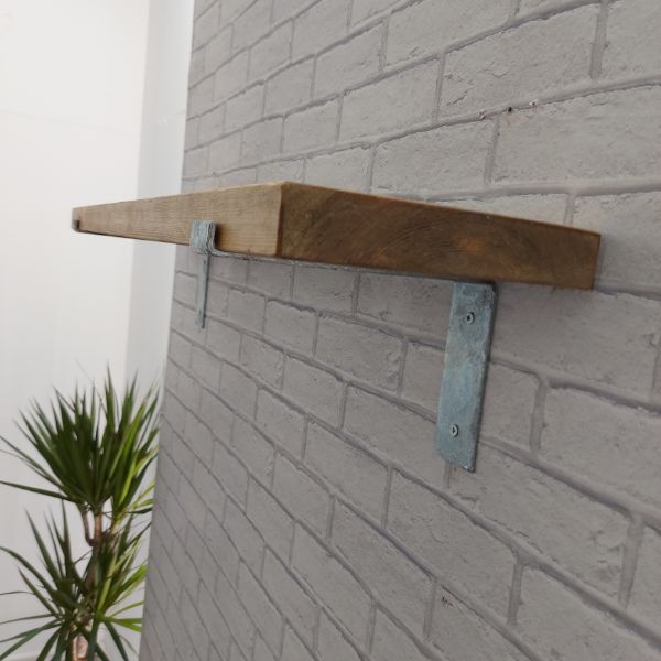 Solid Wood Shelf – Silver Metal Brackets – ABERFORD