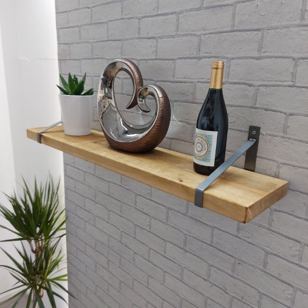 Solid Wood Shelf with Wraparound Steel Brackets – EASINGWOLD