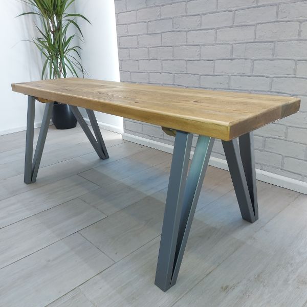 Rustic Wood Dining Table Industrial Style –  Box framed legs – The ILKLEY