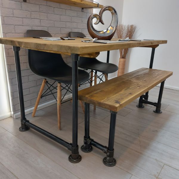 Rustic Dining Table Industrial Style – Tube leg – The CAWOOD