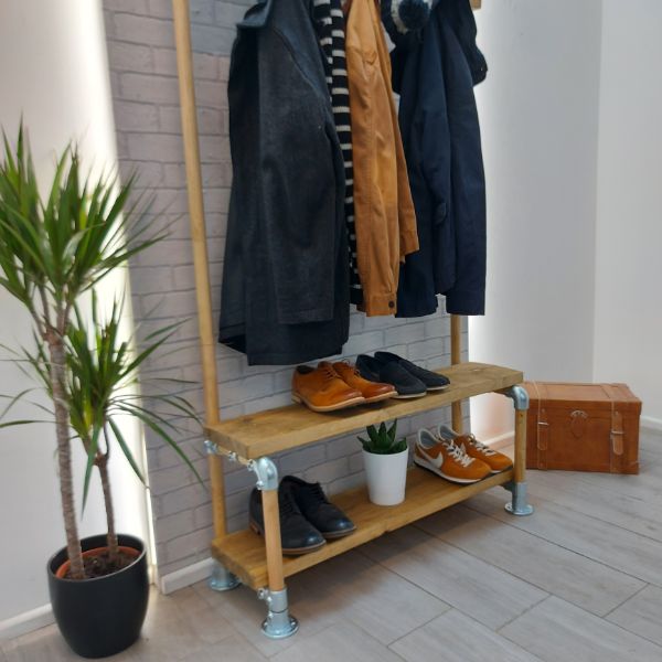 Rustic Coat Rack with Shoe Bench – Scandi style – The Jämtland