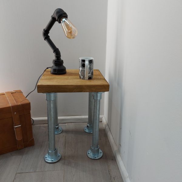 Industrial Side Table with Steel Tube Legs – The LEEDS