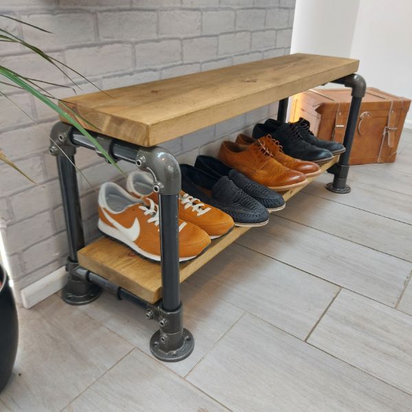 Industrial Hallway Bench and Shoe Shelf – The MIDDLEHAM