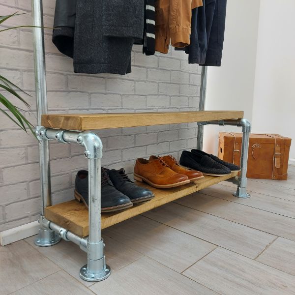 Rustic coat rack with shoe bench – The SOWERBY