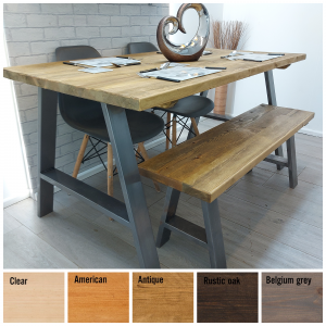 Rustic Wood Dining Table Industrial Style – A frame – The COXWOLD