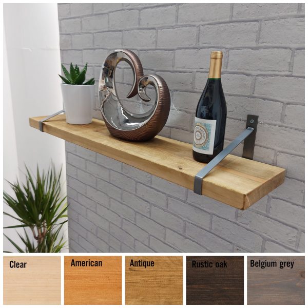Solid Wood Shelf with Wraparound Steel Brackets – EASINGWOLD