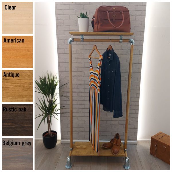 Clothes Rail with top/bottom shelf – Scandi Style – Solna
