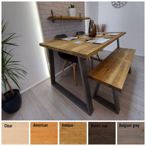Rustic Wood Dining Table Industrial Style – Trapezium legs – The FILEY