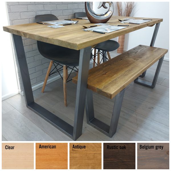 Rustic Wood Dining Table Industrial Style – V leg –The BUCKDEN