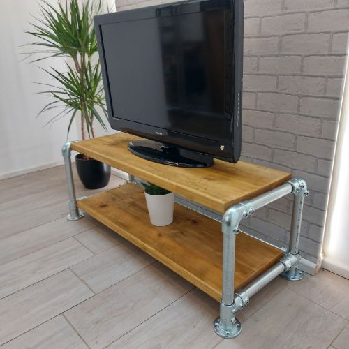 Rustic TV Unit Industrial Frame with Solid Wood – The ELDWICK