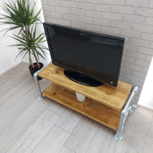Rustic TV Unit Industrial Frame with Solid Wood – The ELDWICK