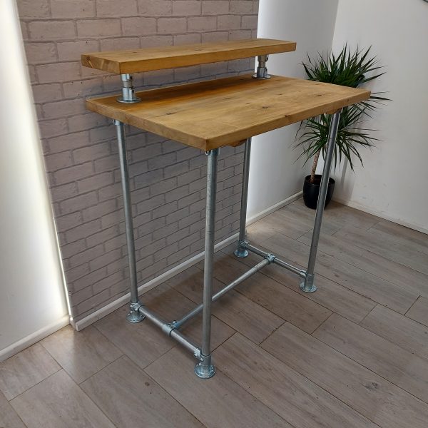 Industrial Standing Desk with Monitor Shelf – The SHEFFIELD