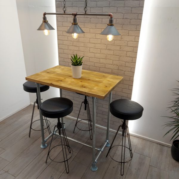 Industrial Bar Stool with Upholstered Top – Adjustable – The DENBY DALE