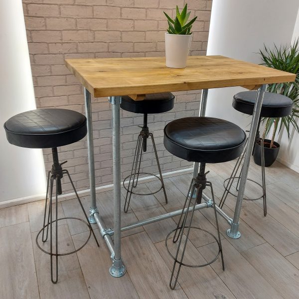 Industrial Bar Stool with Upholstered Top – Adjustable – The DENBY DALE