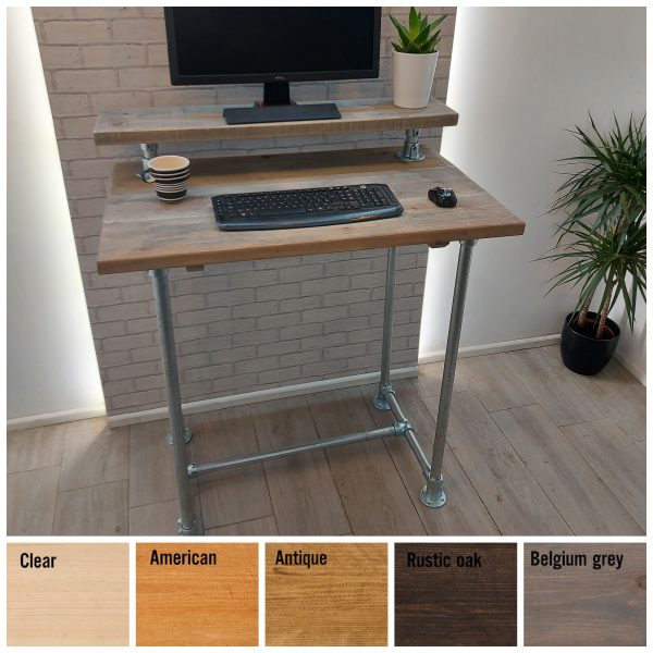 Industrial Standing Desk with Monitor Shelf – The SHEFFIELD