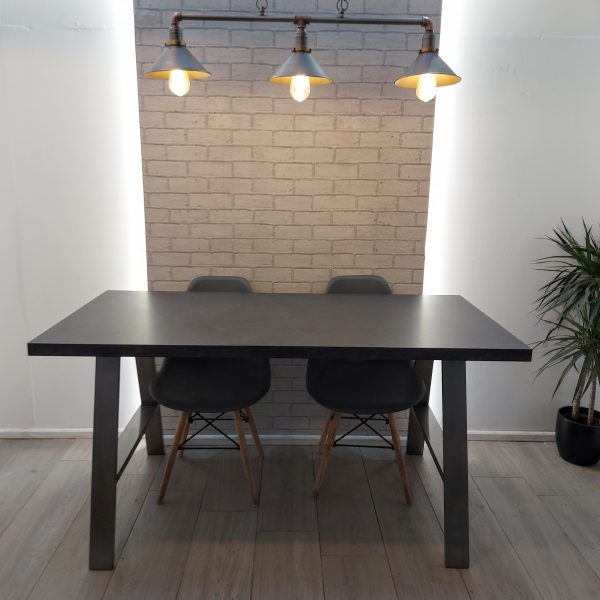 Concrete / Slate effect Modern Dining Table with A Frame Legs in High Quality Laminate Finish and optional bench – COXWOLD Style
